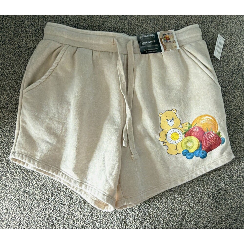 Care Bears Florida Beige Sweat Shorts Size Medium NWT A12
